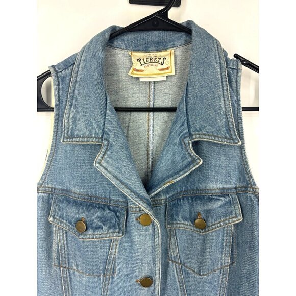 Vintage Denim Vest Button Up Dress Blue 11/12 Medium - Picture 3 of 4